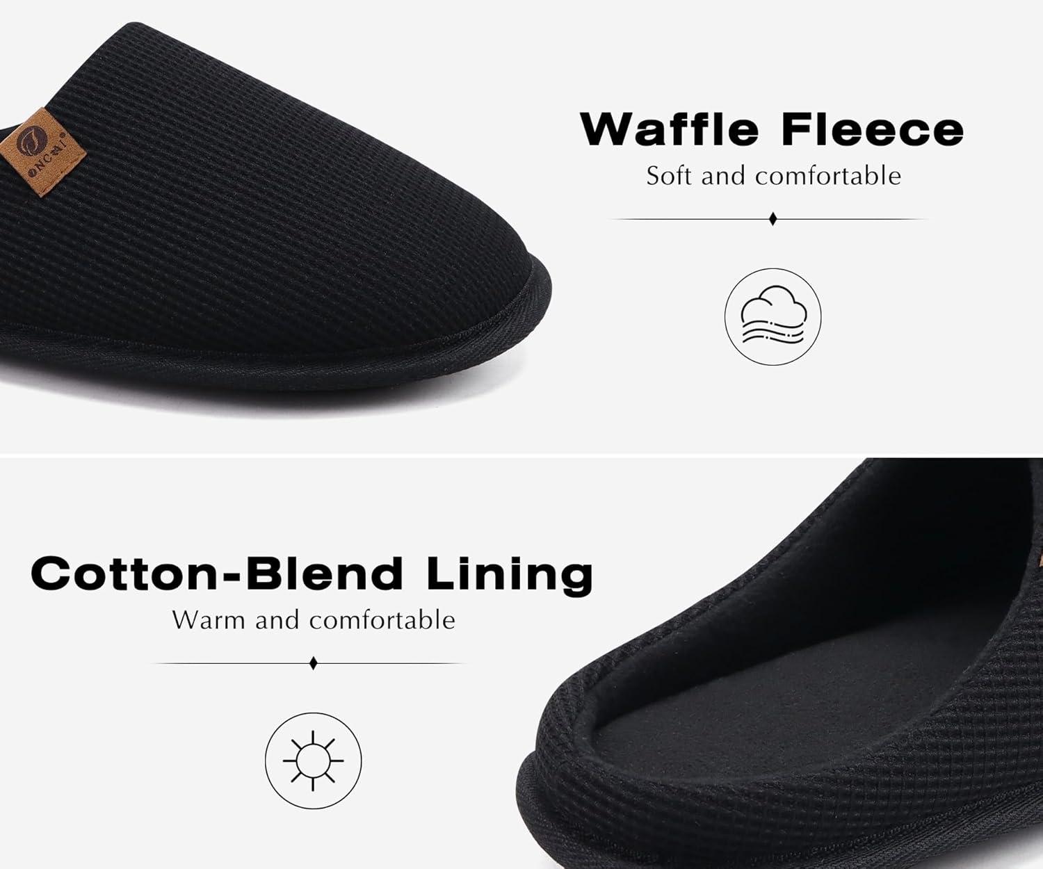 imageONCAI Off White Womens House Slippers US Size 8 and Black Mens House Slippers US Size 11