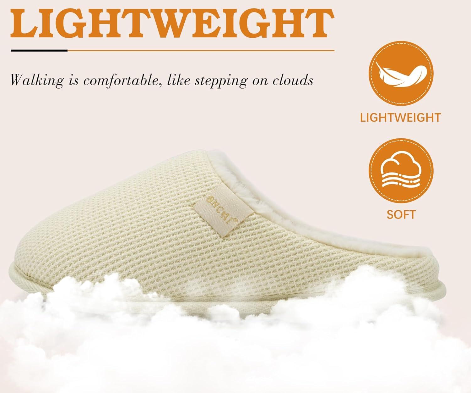 imageONCAI Off White Womens House Slippers US Size 8 and Black Mens House Slippers US Size 11