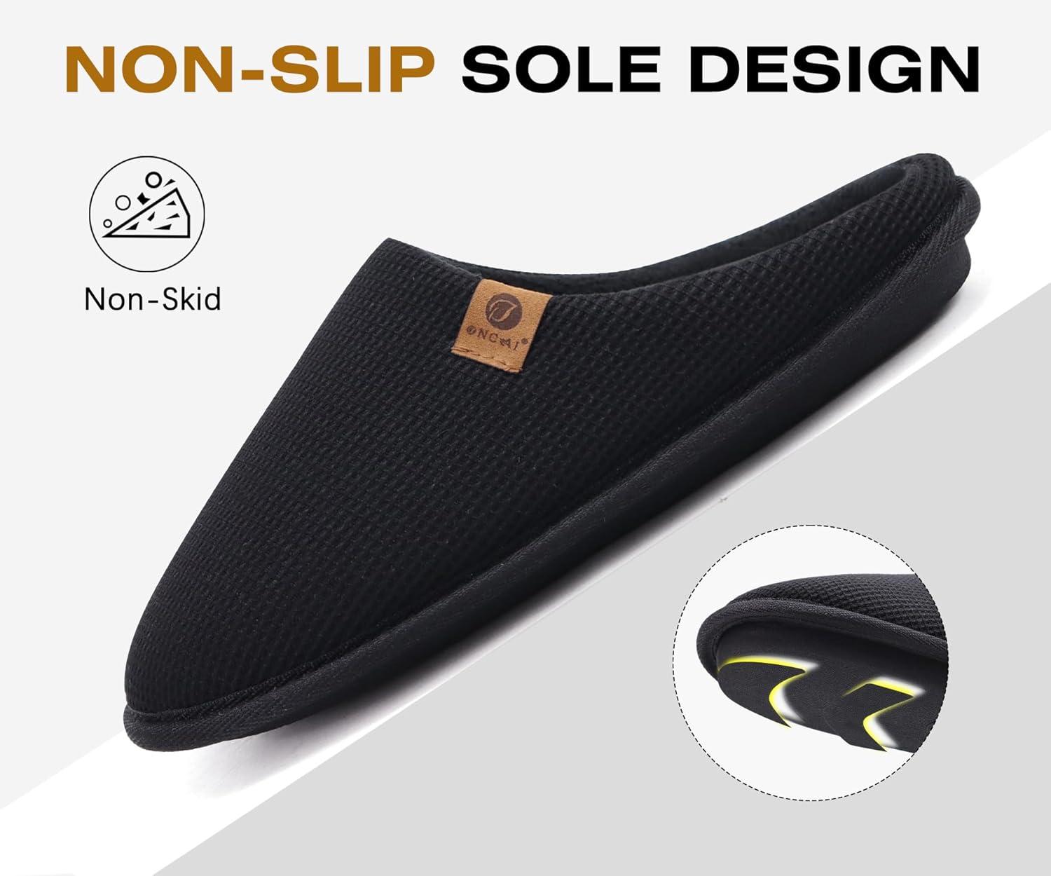 imageONCAI Off White Womens House Slippers US Size 8 and Black Mens House Slippers US Size 11