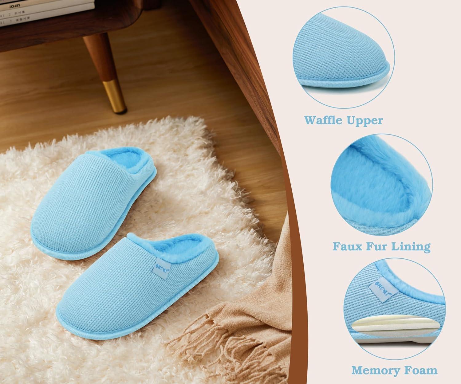 imageONCAI Womens House Slippers in Blue US Size 85 and Mens House Slippers in Black US Size 10