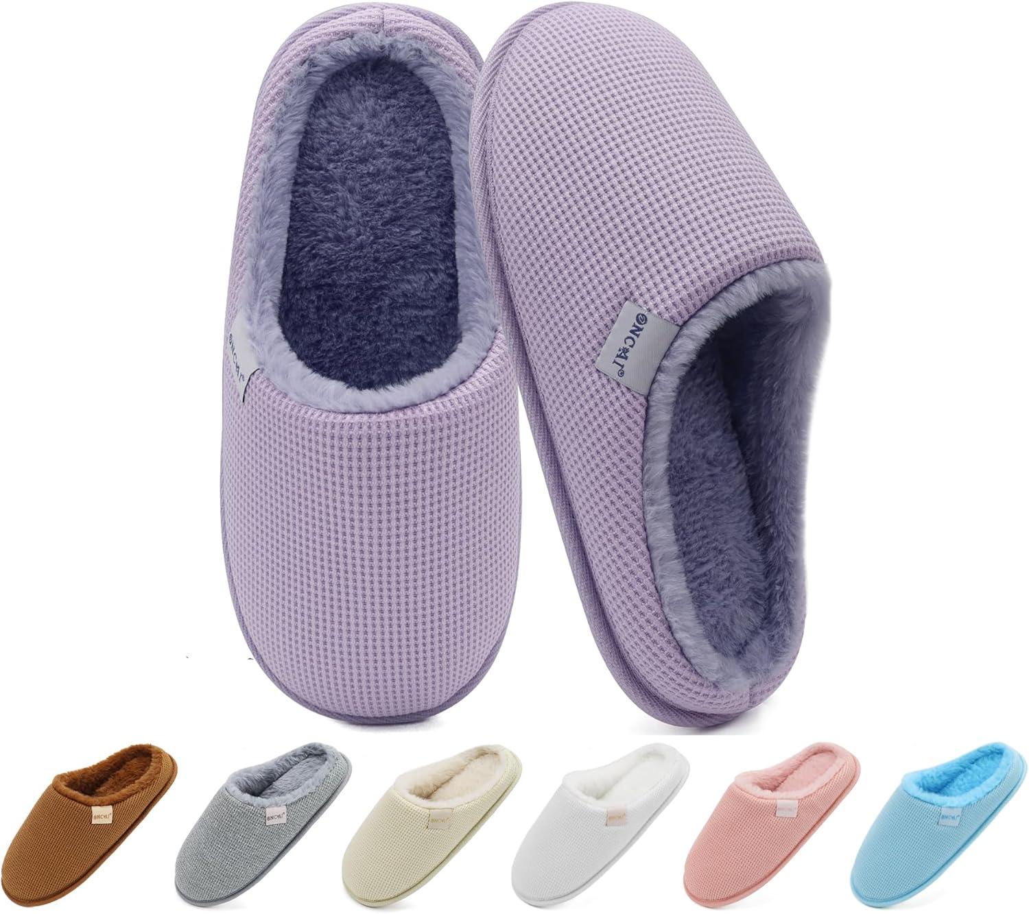 imageONCAI Womens House Slippers in Purple US Size 9 and Mens House Slippers in Gray US Size 13