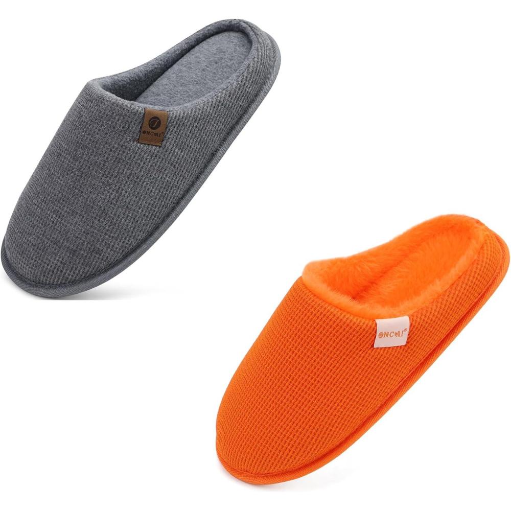 imageONCAI Womens House Slippers in Orange US Size 8 and Mens House Slippers in Gray US Size 11