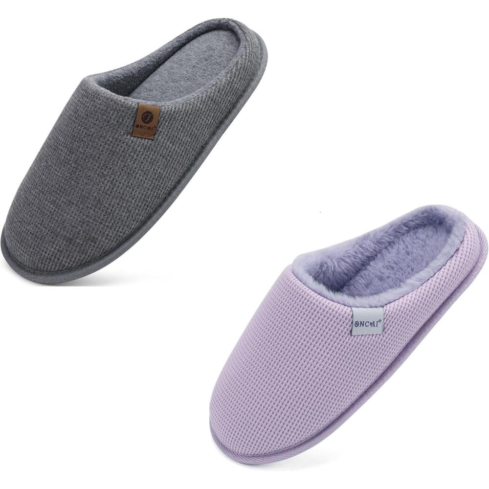 imageONCAI Womens House Slippers in Purple US Size 9 and Mens House Slippers in Gray US Size 13