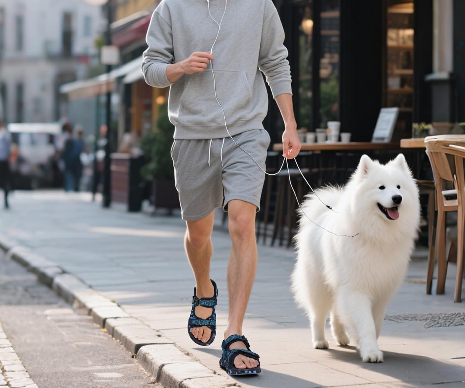 imageONCAI Mens Hiking SandalsArch Support Orthopedic Recovery Walking Sandal with Adjustable Strap Outdoor Summer Water Camouflage Mesh Athletic Sports Shoes US Size 715Bluecamo