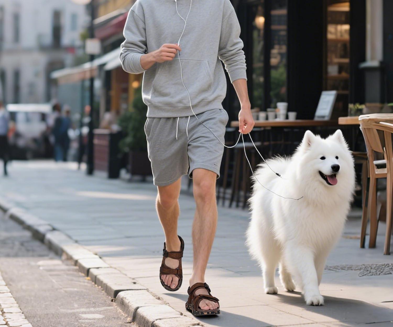 imageONCAI Mens Hiking SandalsArch Support Orthopedic Recovery Walking Sandal with Adjustable Strap Outdoor Summer Water Camouflage Mesh Athletic Sports Shoes US Size 715Vinebrowncamo