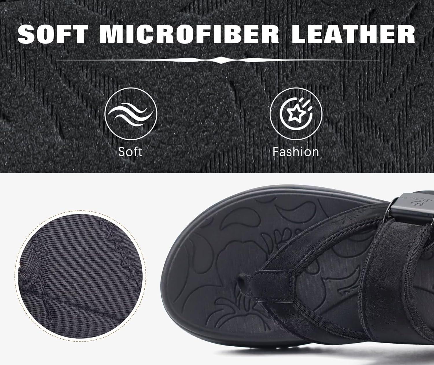 imageONCAI Womens Platform Flip Flops with Arch Support Summer Beach Dressy Trendy Walking Sandals and Thick Outdoor Rubber Soles Size 612Black