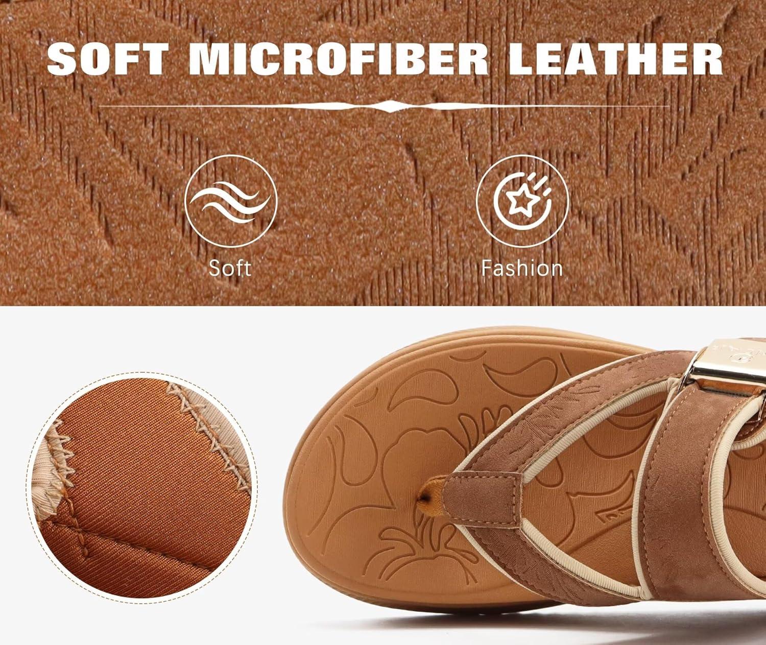 imageONCAI Womens Platform Flip Flops with Arch Support Summer Beach Dressy Trendy Walking Sandals and Thick Outdoor Rubber Soles Size 612Khaki