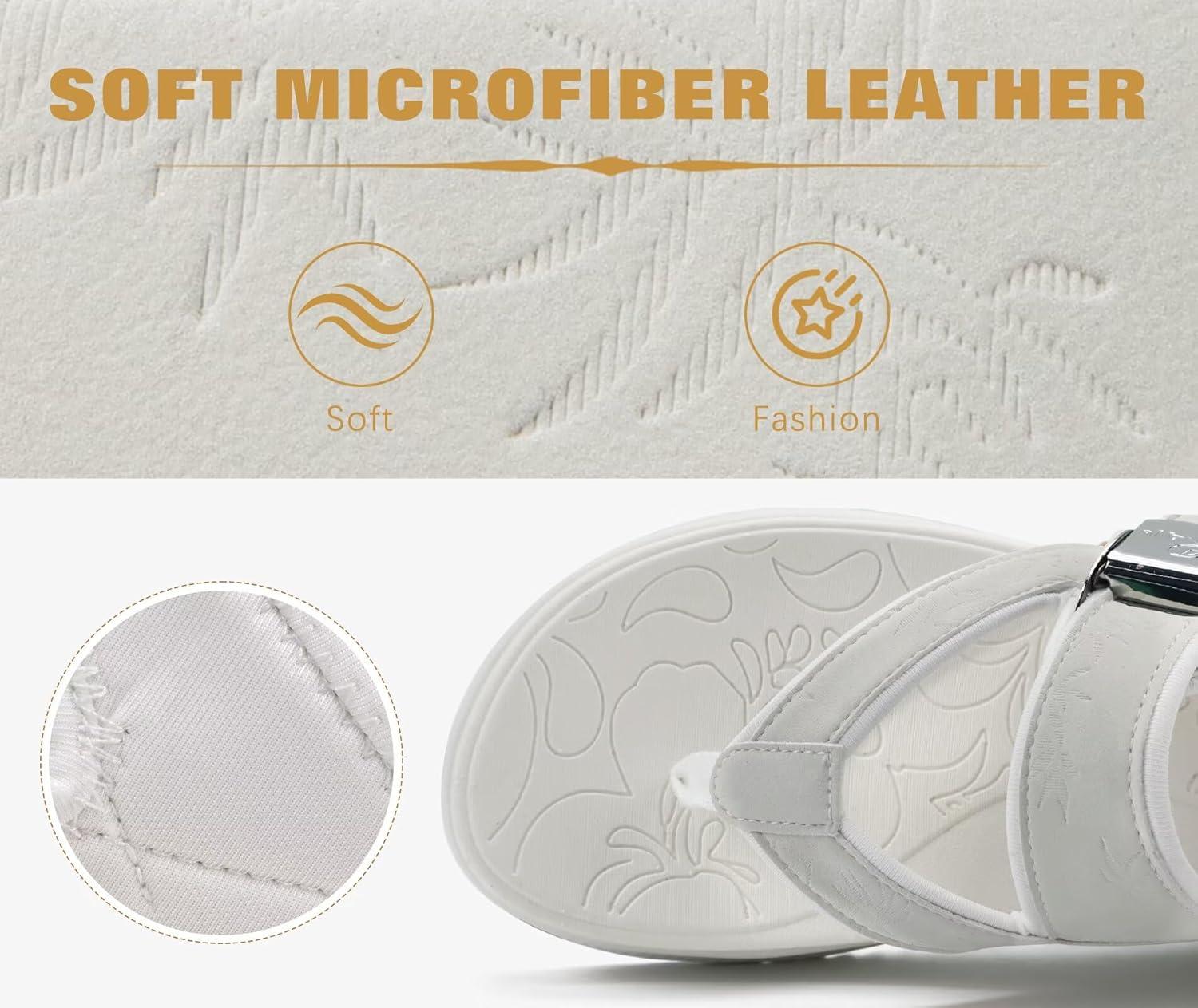 imageONCAI Womens Platform Flip Flops with Arch Support Summer Beach Dressy Trendy Walking Sandals and Thick Outdoor Rubber Soles Size 612Off White