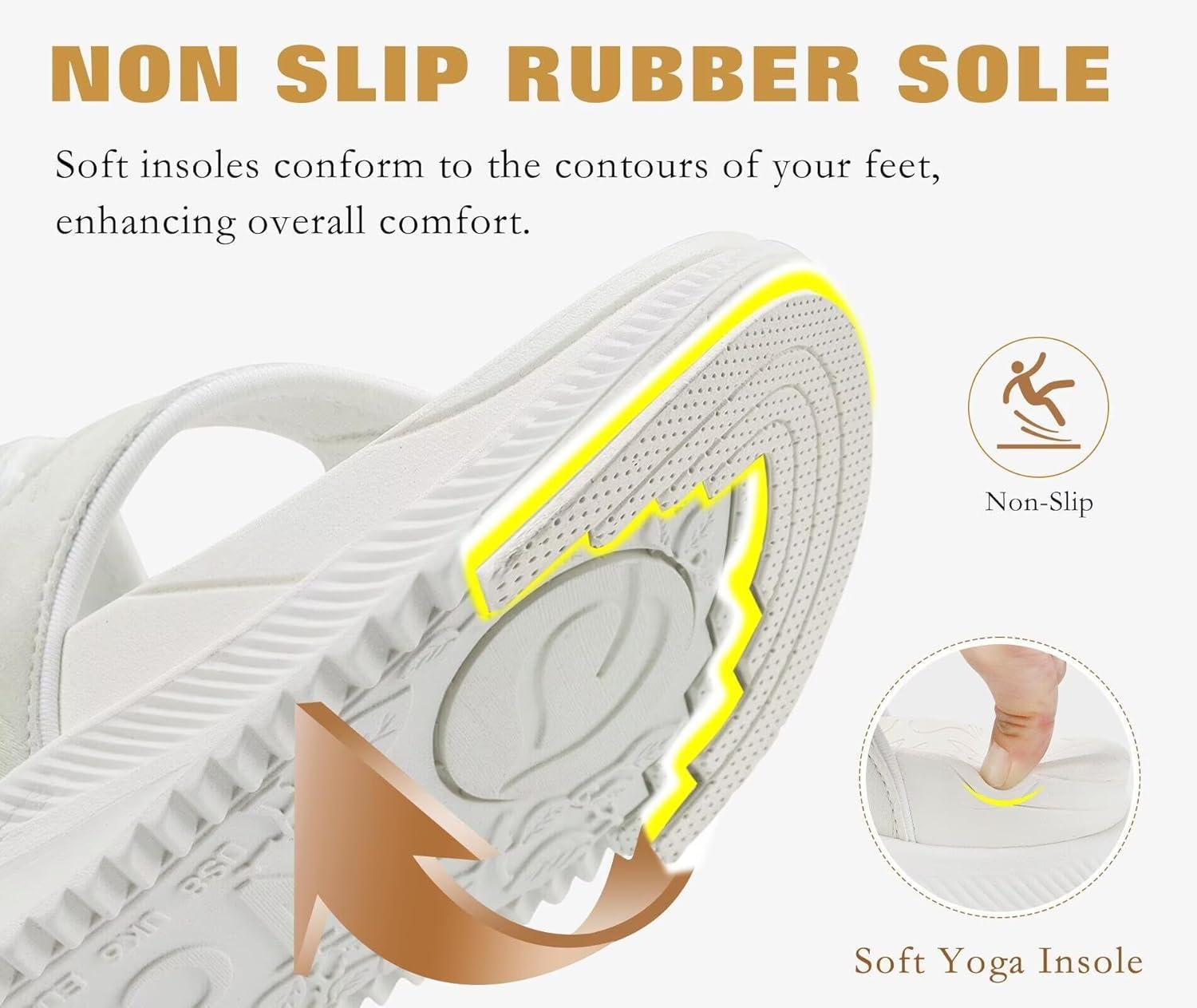 imageONCAI Womens Platform Flip Flops with Arch Support Summer Beach Dressy Trendy Walking Sandals and Thick Outdoor Rubber Soles Size 612Off White