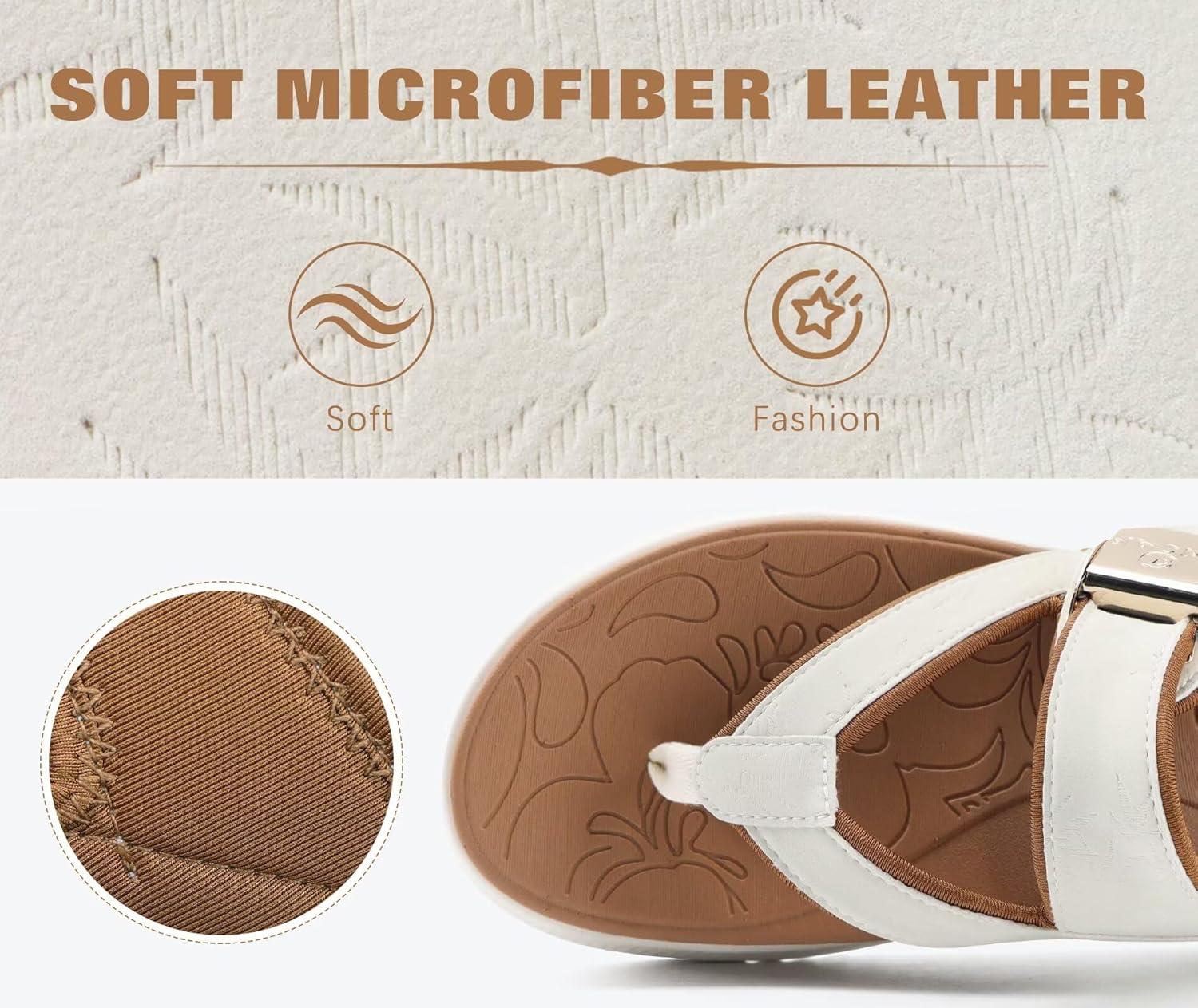 imageONCAI Womens Platform Flip Flops with Arch Support Summer Beach Dressy Trendy Walking Sandals and Thick Outdoor Rubber Soles Size 612White and Khaki