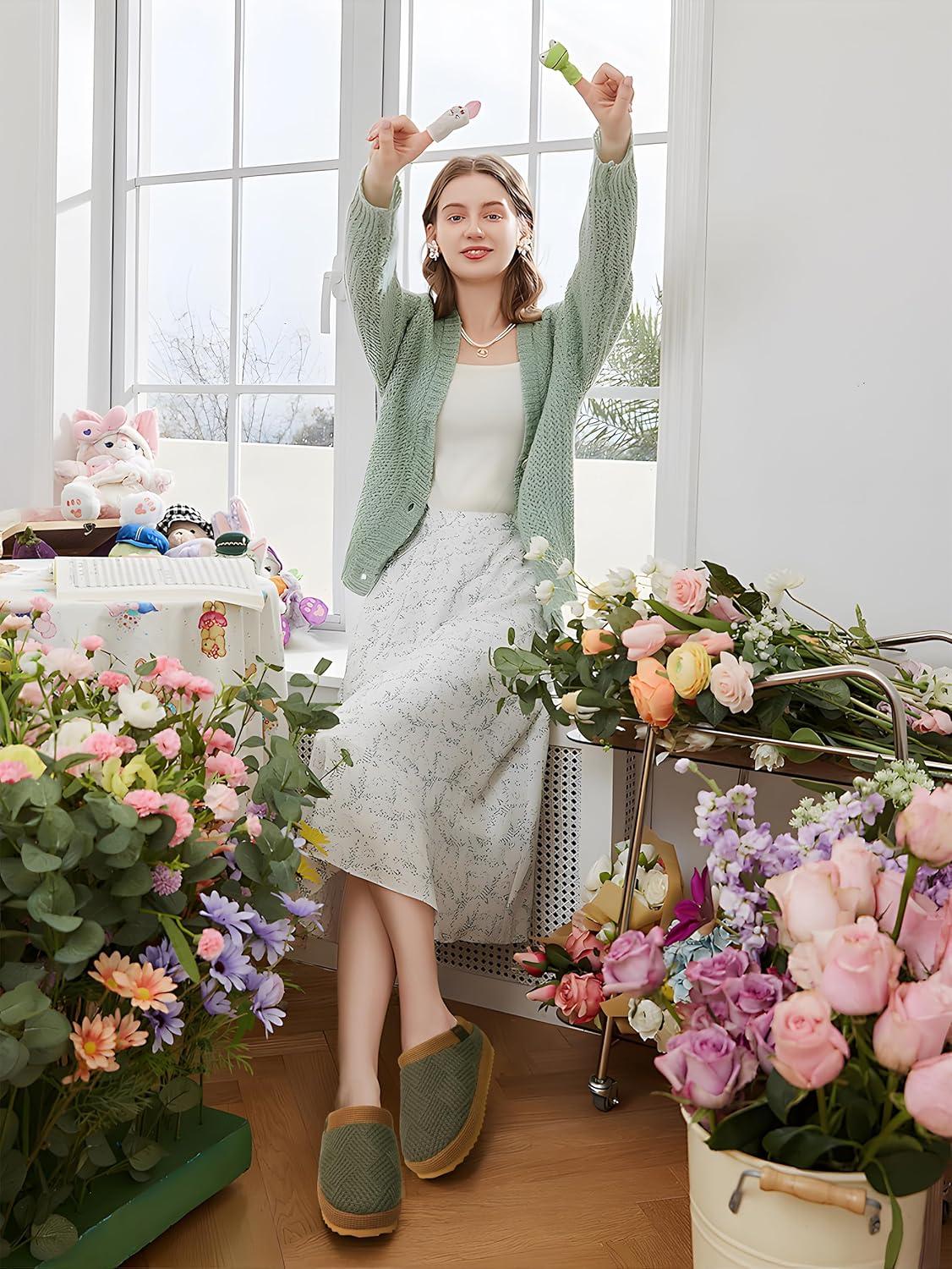 imageONCAI Womens Slippers Booties with CashmereFaux Fur Fleece Wool Woman House Shoes with OutdoorIndoor Thick Rubber SolesApricot