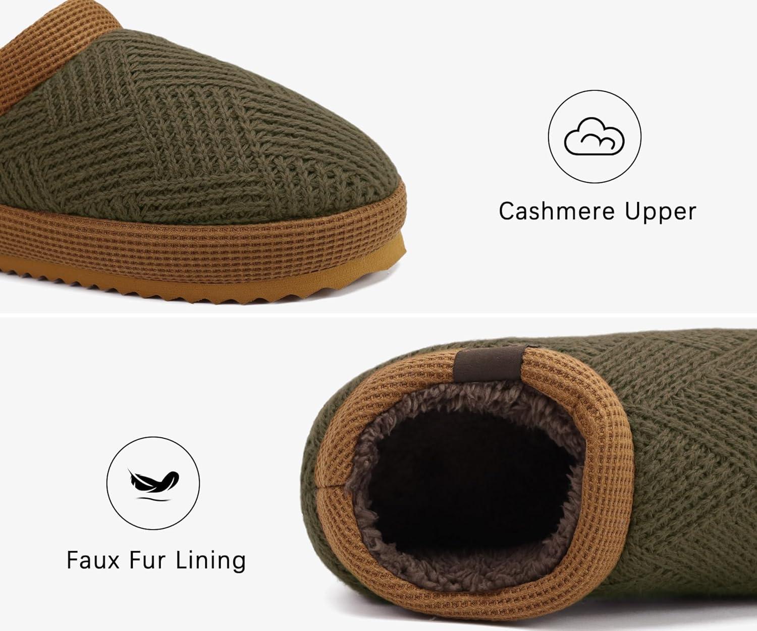 imageONCAI Womens Slippers Booties with CashmereFaux Fur Fleece Wool Woman House Shoes with OutdoorIndoor Thick Rubber SolesApricot