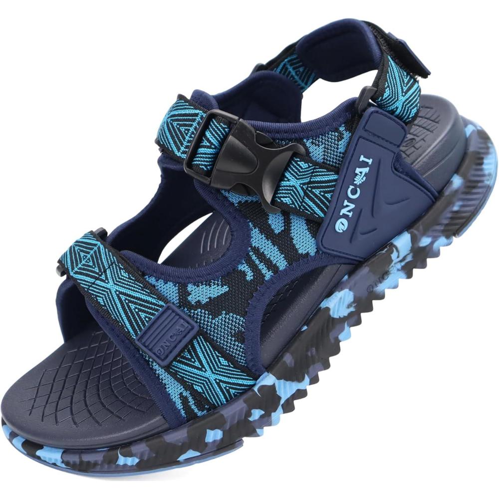 imageONCAI Mens Hiking SandalsArch Support Orthopedic Recovery Walking Sandal with Adjustable Strap Outdoor Summer Water Camouflage Mesh Athletic Sports Shoes US Size 715Bluecamo