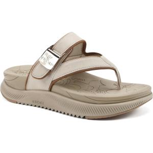 ONCAI Women’s Platform Flip Flops with Arch Support Summer Beach Dressy Trendy Walking Sandals and Thick Outdoor Rubber Soles Size 6-12(Beige-vine)