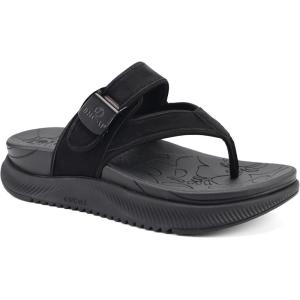 ONCAI Women’s Platform Flip Flops with Arch Support Summer Beach Dressy Trendy Walking Sandals and Thick Outdoor Rubber Soles Size 6-12(Black-vine)