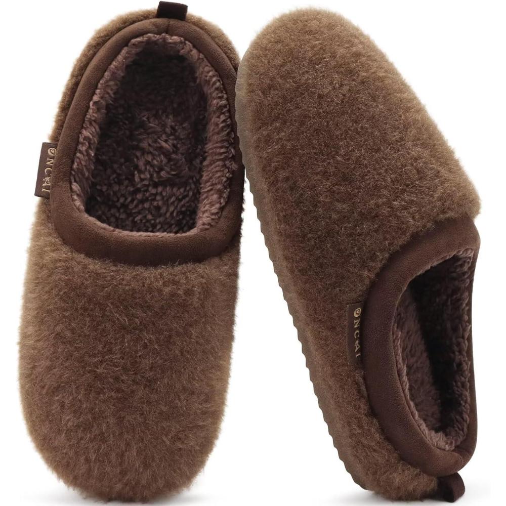 imageONCAI Womens House Fuzzy Slippers Woman Fluff Furry Cozy Comfy Plush Memory Foam Cushion Comfortable Winter 2025 Ladies SlipOn Home Bedroom Plush Cloud Pillow Shoes Indoor Outdoor Warm Brown Size 7