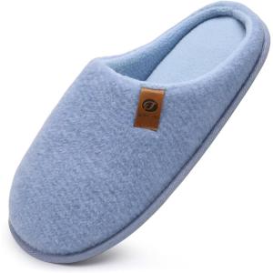 ONCAI Men’s House Slippers Memory Foam Slip-On Warm Cozy Scuff Home Bedroom Shoes with Indoor/Outdoor Rubber Soles US Size 7-15(Felt Light Blue)
