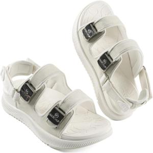 ONCAI Womens Orthopedic Walking Sandals with Arch Support Comfort Casual Sport Platform Recovery Hiking Sandals for Women Water Summer Vacation Thick Outdoor Adjustable Strap Size 6-12(Beigewhite)