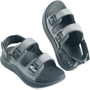 ONCAI Womens Orthopedic Walking Sandals with Arch Support Comfort Casual Sport Platform Recovery Hiking Sandals for Women Water Summer Vacation Thick Outdoor Adjustable Strap Size 6-12(Grey)