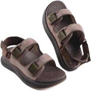 ONCAI Womens Orthopedic Walking Sandals with Arch Support Comfort Casual Sport Platform Recovery Hiking Sandals for Women Water Summer Vacation Thick Outdoor Adjustable Strap Size 6-12(Brown)