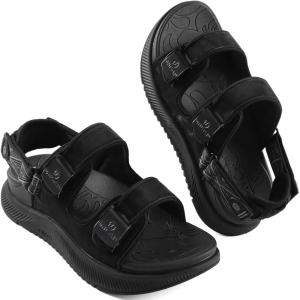 ONCAI Womens Orthopedic Walking Sandals with Arch Support Comfort Casual Sport Platform Recovery Hiking Sandals for Women Water Summer Vacation Thick Outdoor Adjustable Strap Size 6-12(Black)