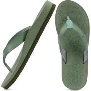 ONCAI Women’s Flip Flops Arch Support Yoga Mat Summer Beach Woman Thong Sandals with Orthotic Rubber Soles(US Size 5-11)(Green)