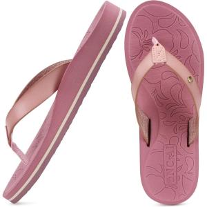 ONCAI Women’s Flip Flops Arch Support Yoga Mat Summer Beach Woman Thong Sandals with Orthotic Rubber Soles(US Size 5-11)(Pink)
