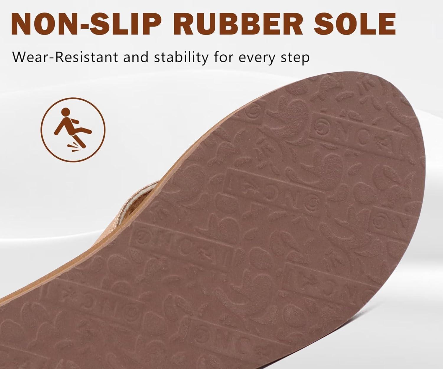 imageONCAI Flip Flops For Women Yoga Mat NonSlip Womens Flip Flops Thong Sandals Summer Beach Slippers With Arch Support Lightweight EVA Sole Brown Size 95