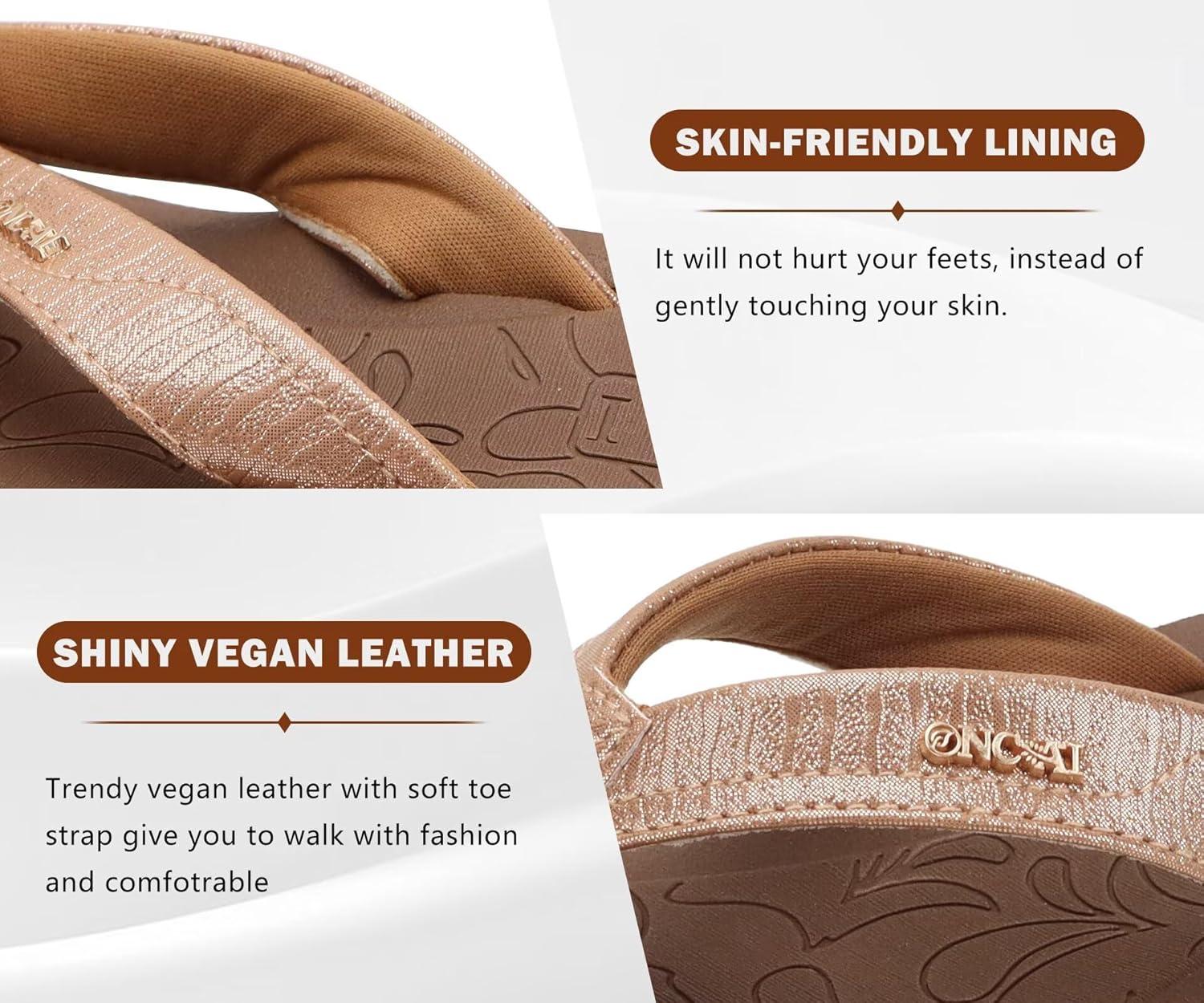 imageONCAI Flip Flops For Women Yoga Mat NonSlip Womens Flip Flops Thong Sandals Summer Beach Slippers With Arch Support Lightweight EVA Sole Brown Size 95