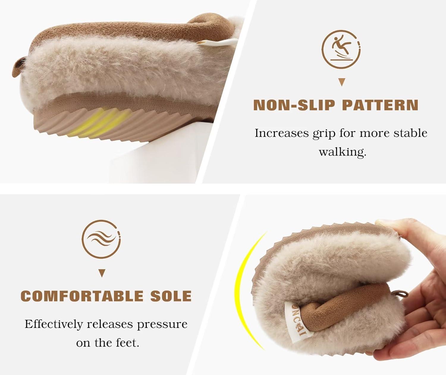 imageONCAI Womens House Fuzzy Slippers Cozy Winter Warm Indoor Outdoor Bedroom Shoes Size 511Beige