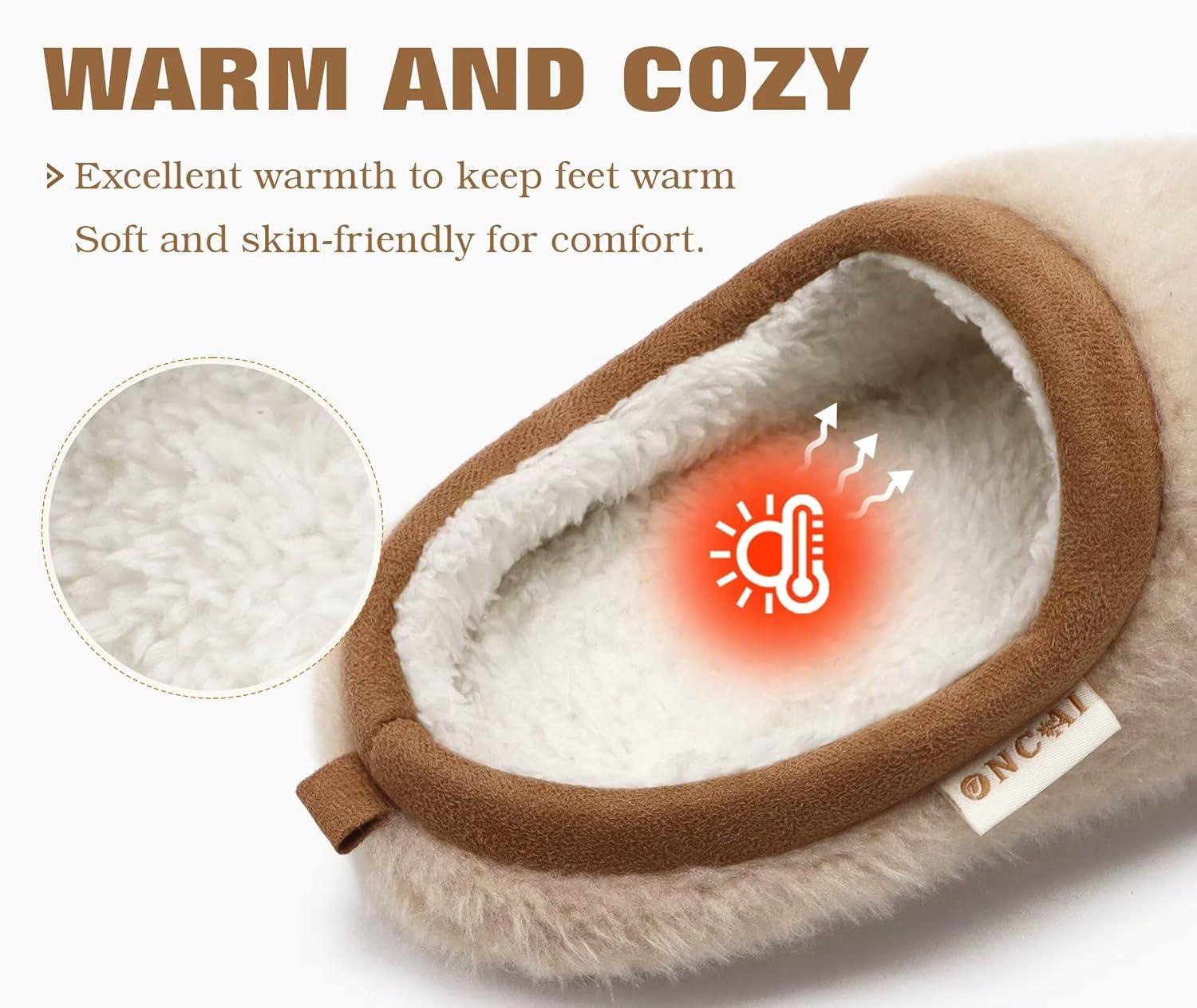 imageONCAI Womens House Fuzzy Slippers Cozy Winter Warm Indoor Outdoor Bedroom Shoes Size 511Beige