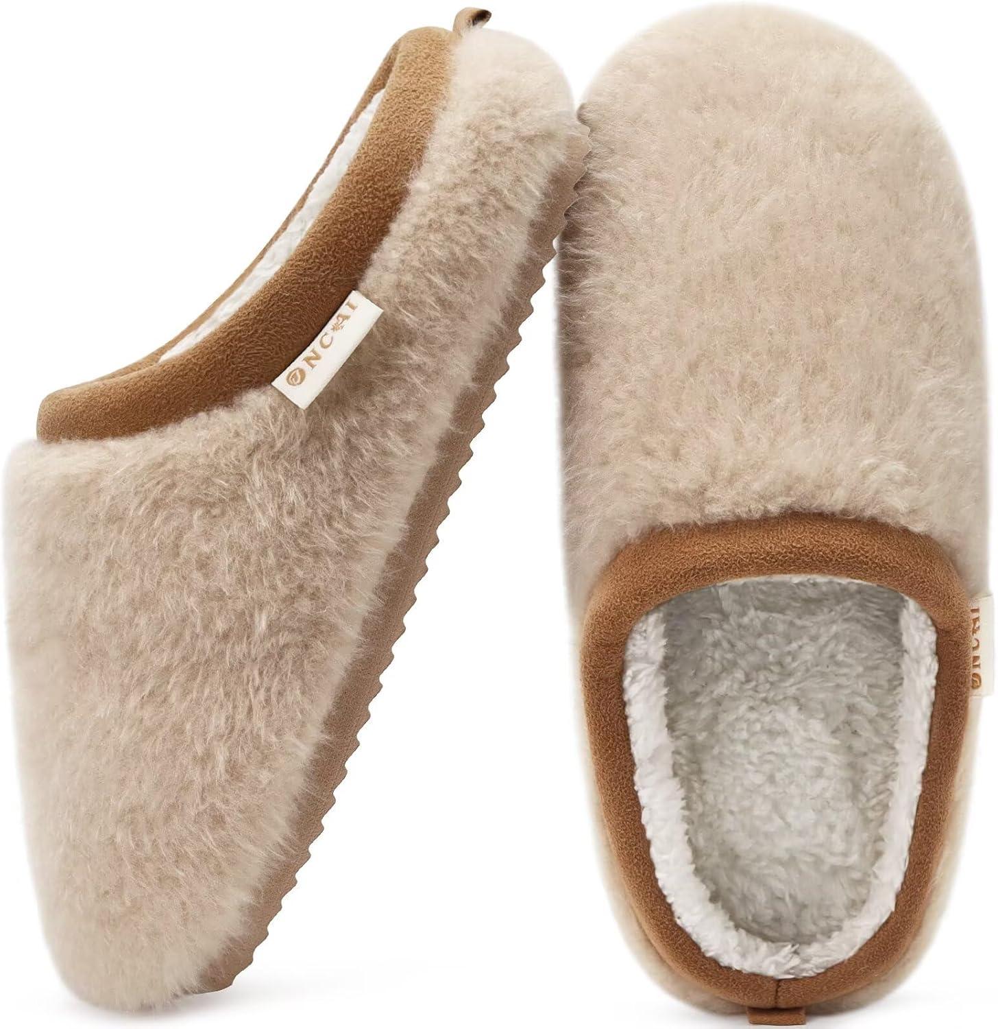 imageONCAI Womens House Fuzzy Slippers Cozy Winter Warm Indoor Outdoor Bedroom Shoes Size 511Beige
