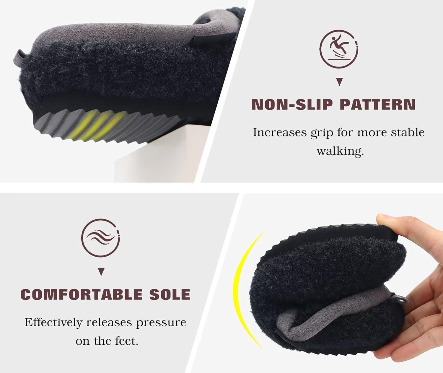 imageONCAI Womens House Fuzzy Slippers Cozy Winter Warm Indoor Outdoor Bedroom Shoes Size 511Black