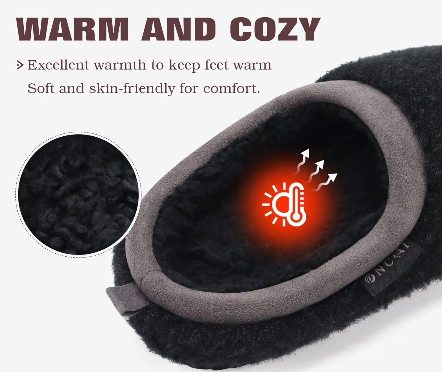 imageONCAI Womens House Fuzzy Slippers Cozy Winter Warm Indoor Outdoor Bedroom Shoes Size 511Black