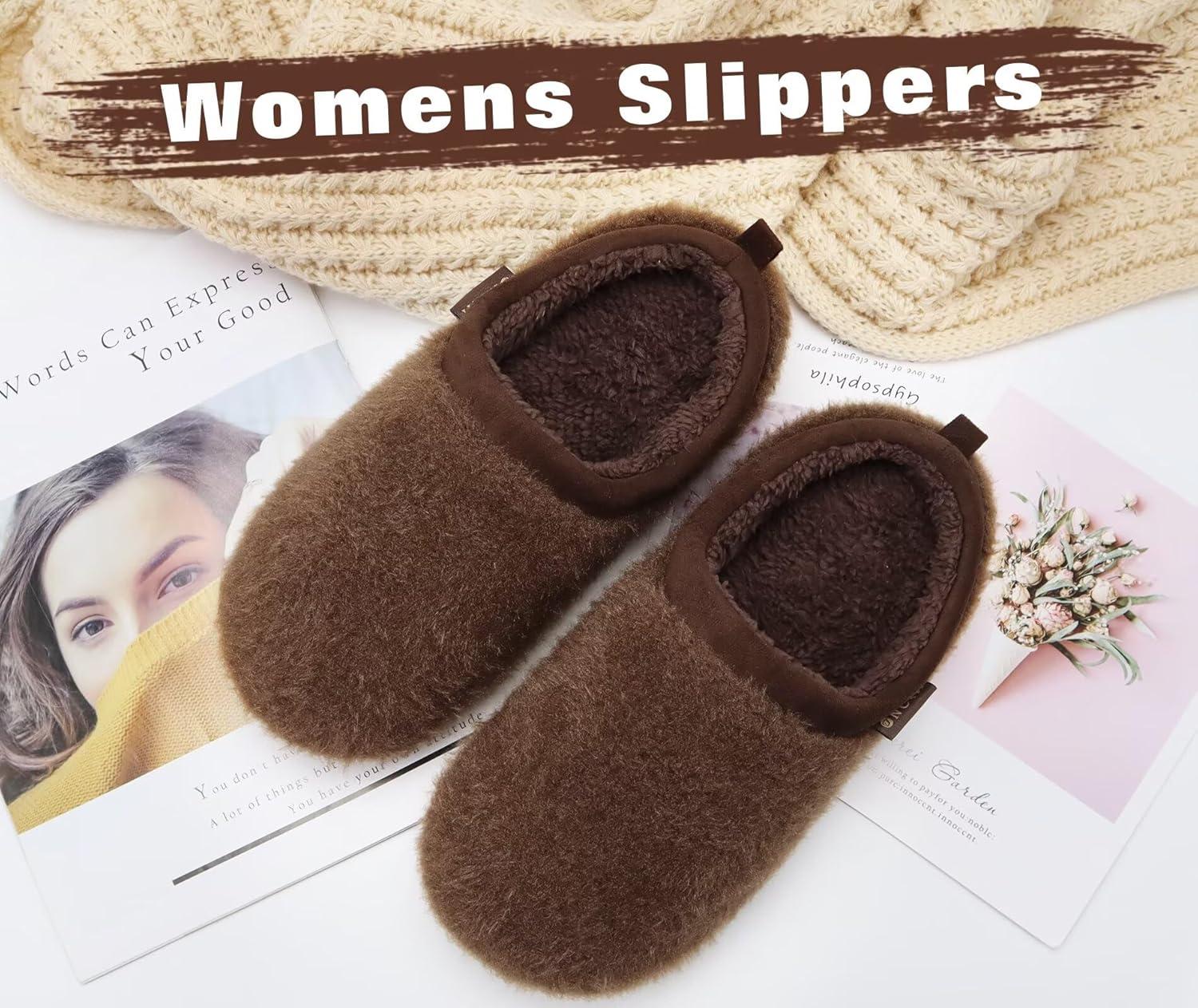 imageONCAI Womens House Fuzzy Slippers Cozy Winter Warm Indoor Outdoor Bedroom Shoes Size 511Brown