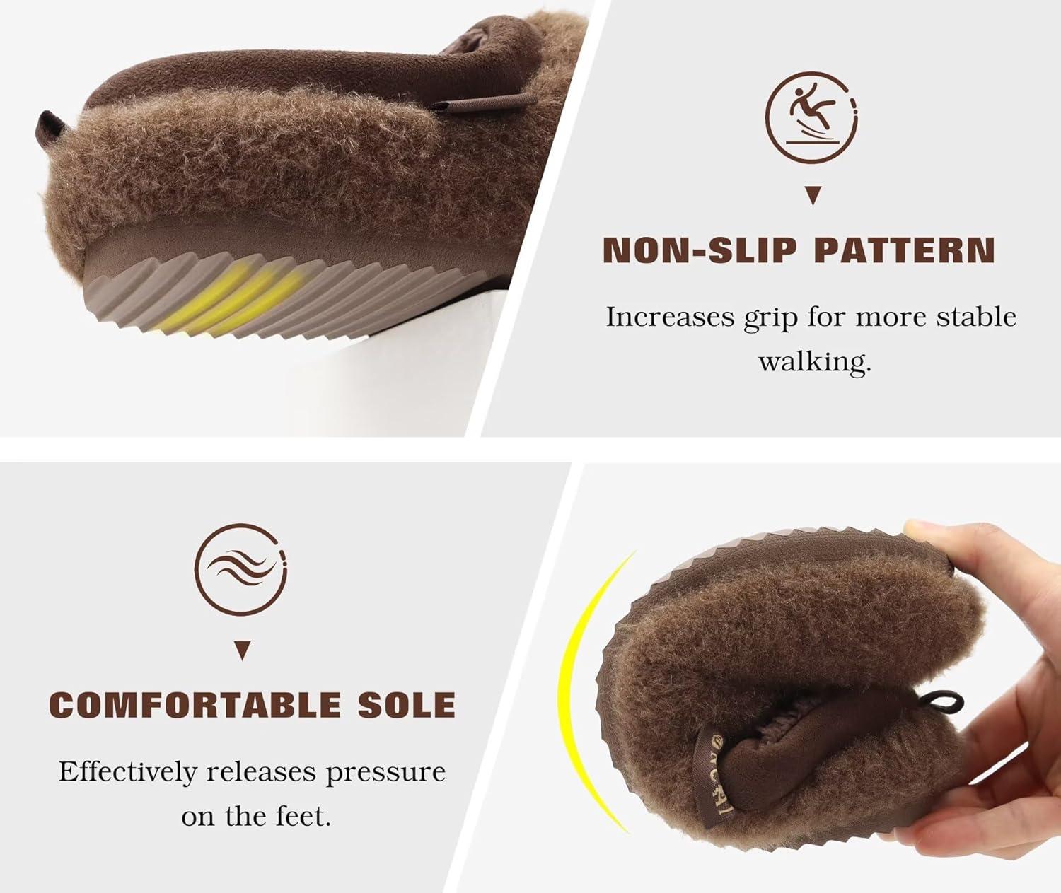 imageONCAI Womens House Fuzzy Slippers Cozy Winter Warm Indoor Outdoor Bedroom Shoes Size 511Brown