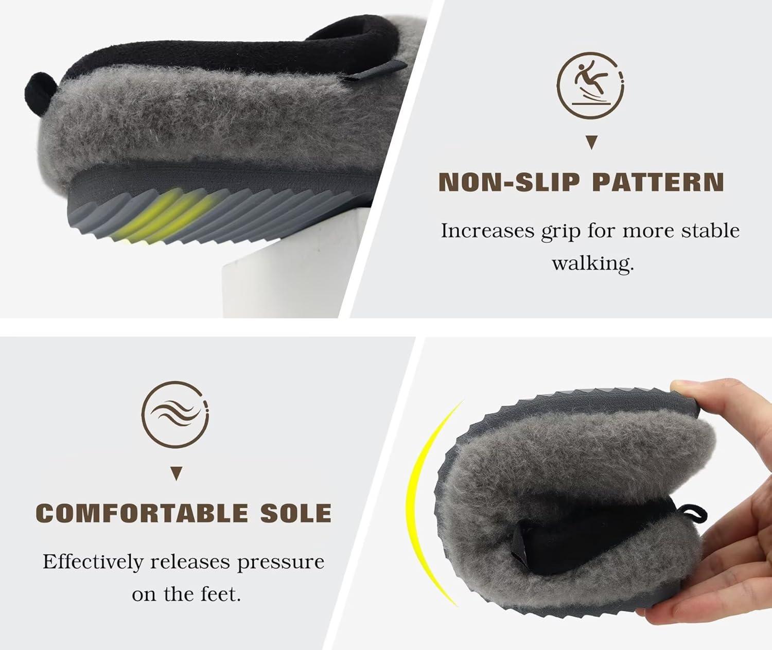 imageONCAI Womens House Fuzzy Slippers Cozy Winter Warm Indoor Outdoor Bedroom Shoes Size 511Grey