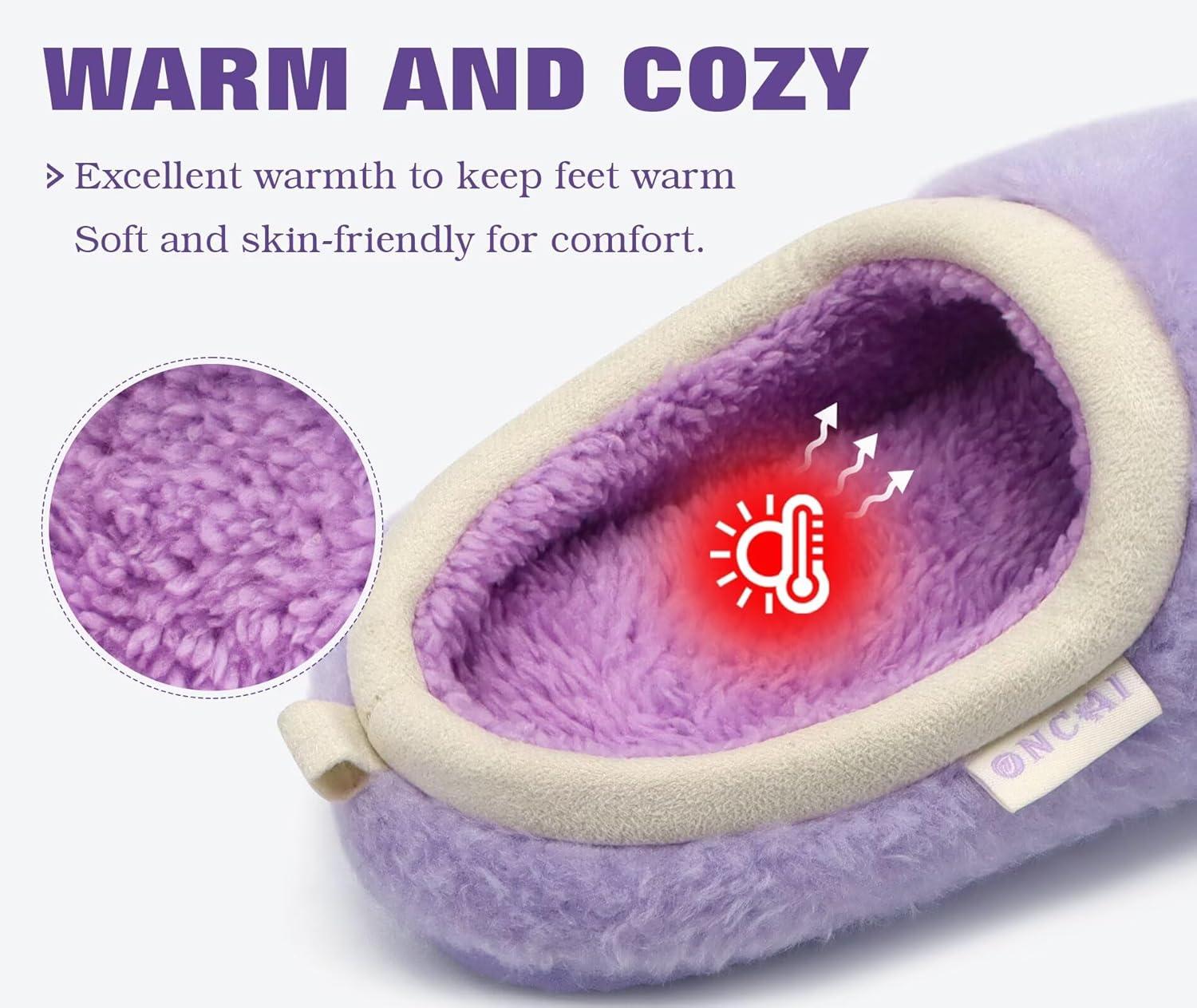imageONCAI Womens House Fuzzy Slippers Cozy Winter Warm Indoor Outdoor Bedroom Shoes Size 511Purple