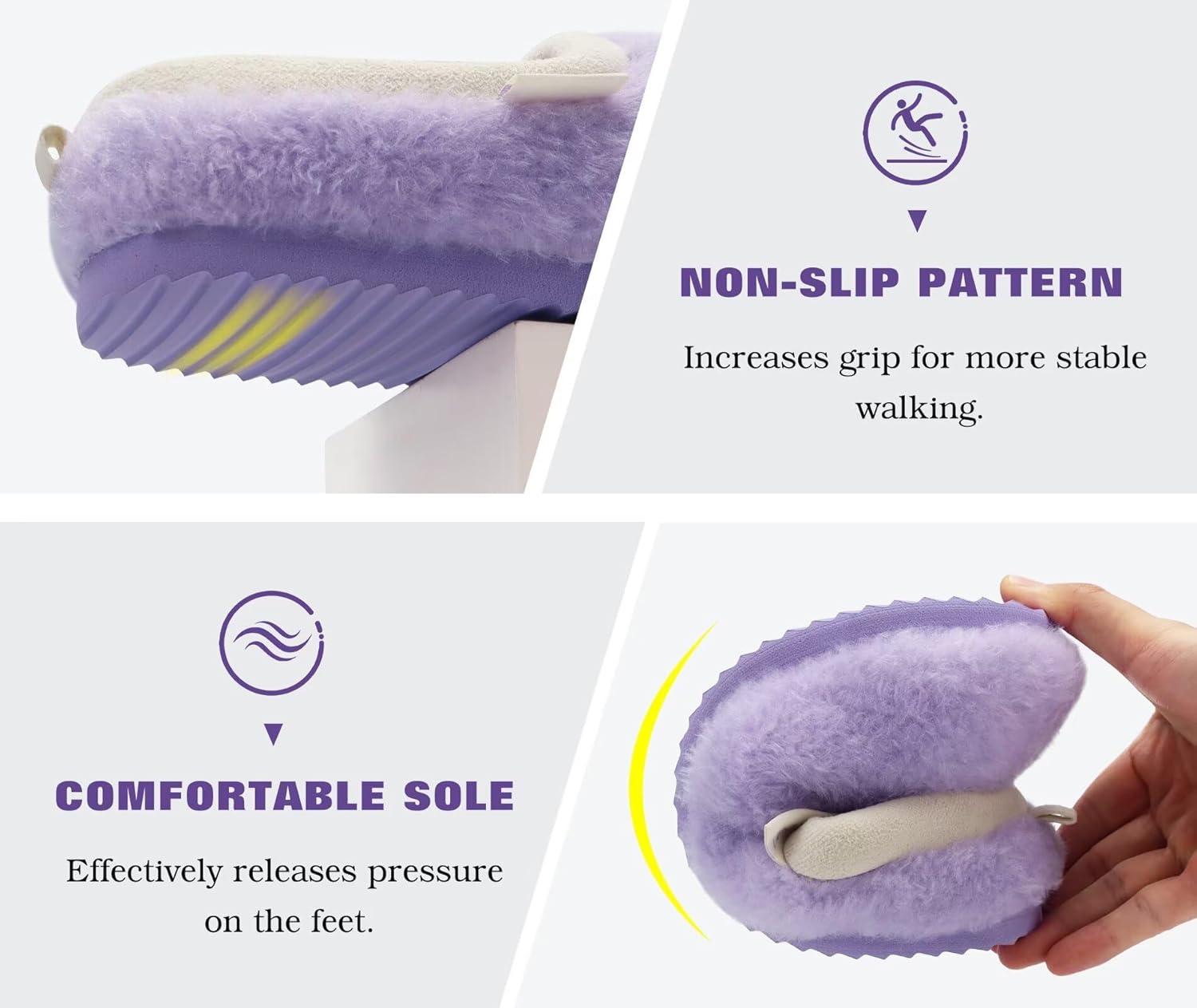 imageONCAI Womens House Fuzzy Slippers Cozy Winter Warm Indoor Outdoor Bedroom Shoes Size 511Purple