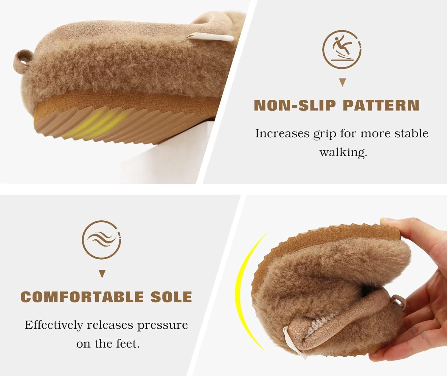 imageONCAI Womens House Fuzzy Slippers Cozy Winter Warm Indoor Outdoor Bedroom Shoes Size 511Tan