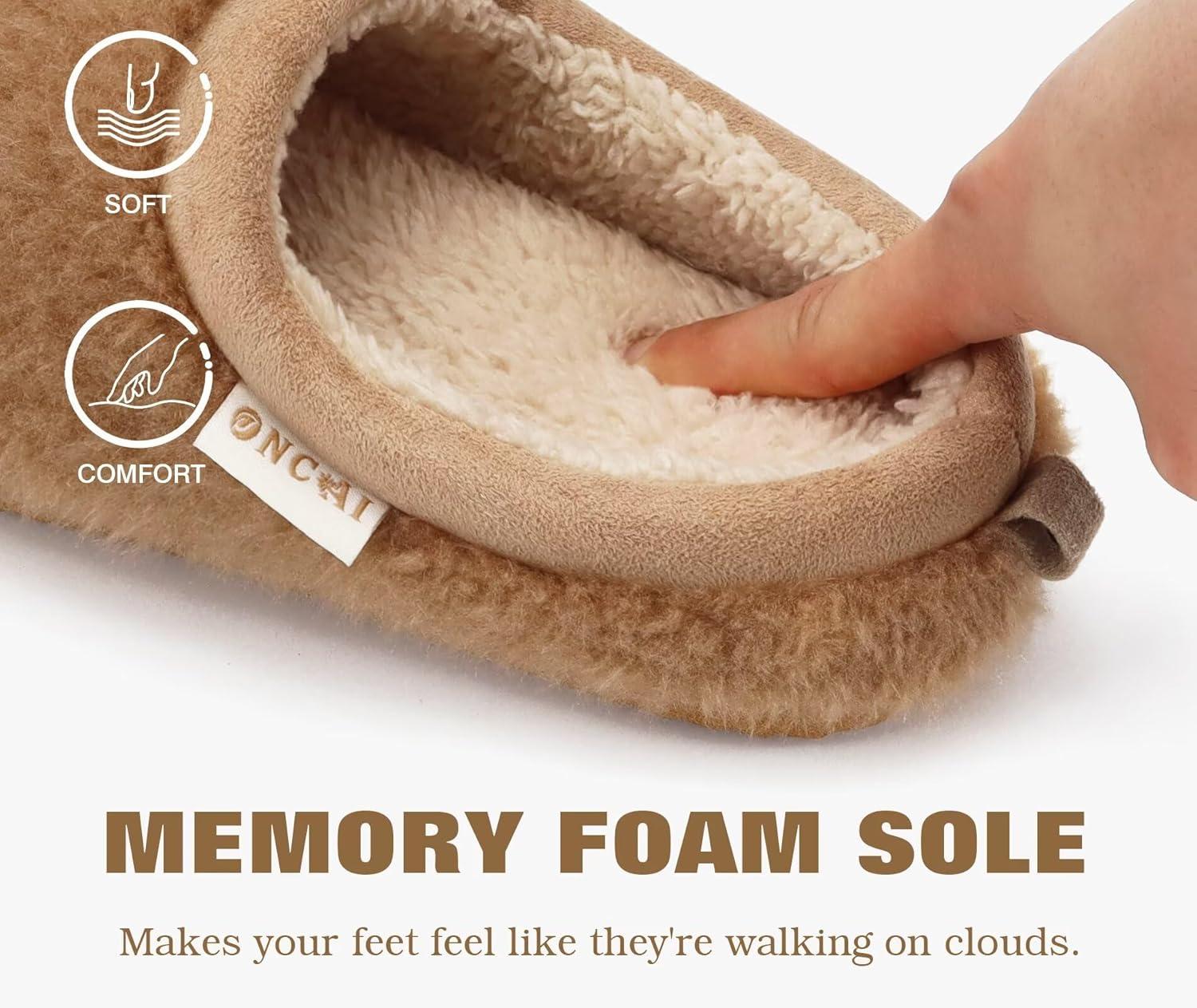 imageONCAI Womens House Fuzzy Slippers Cozy Winter Warm Indoor Outdoor Bedroom Shoes Size 511Tan
