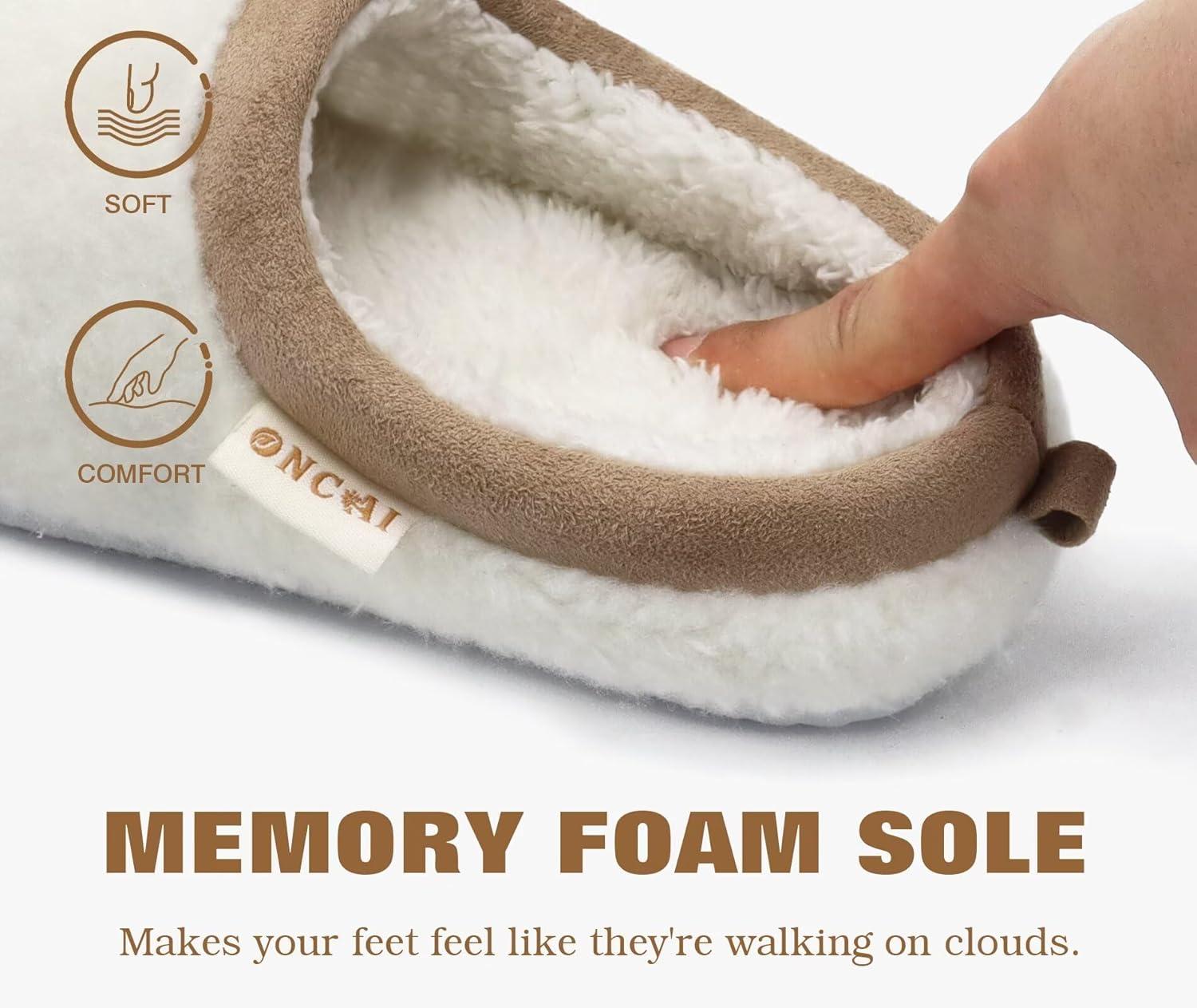 imageONCAI Womens House Fuzzy Slippers Cozy Winter Warm Indoor Outdoor Bedroom Shoes Size 511White