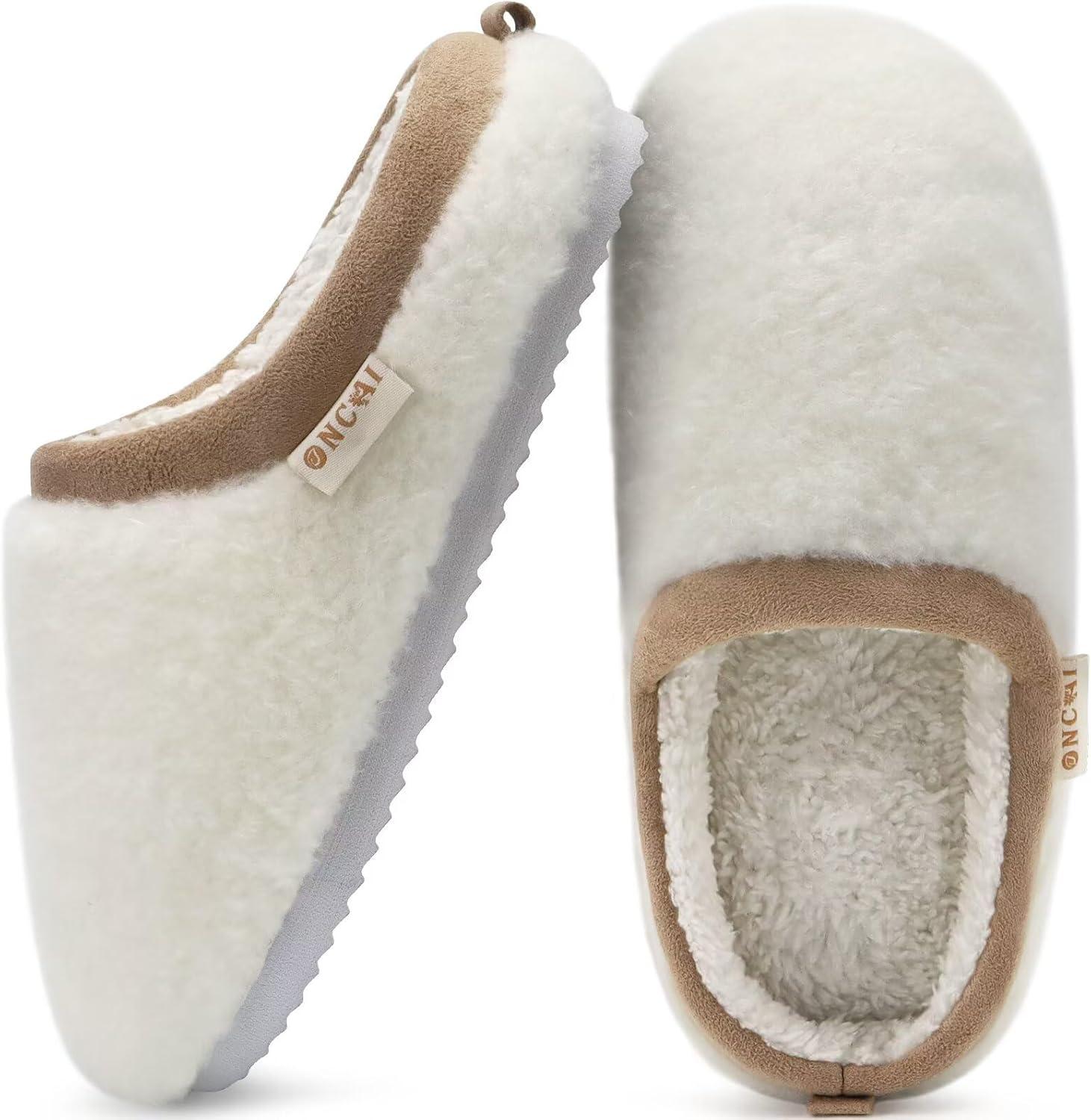 imageONCAI Womens House Fuzzy Slippers Cozy Winter Warm Indoor Outdoor Bedroom Shoes Size 511White
