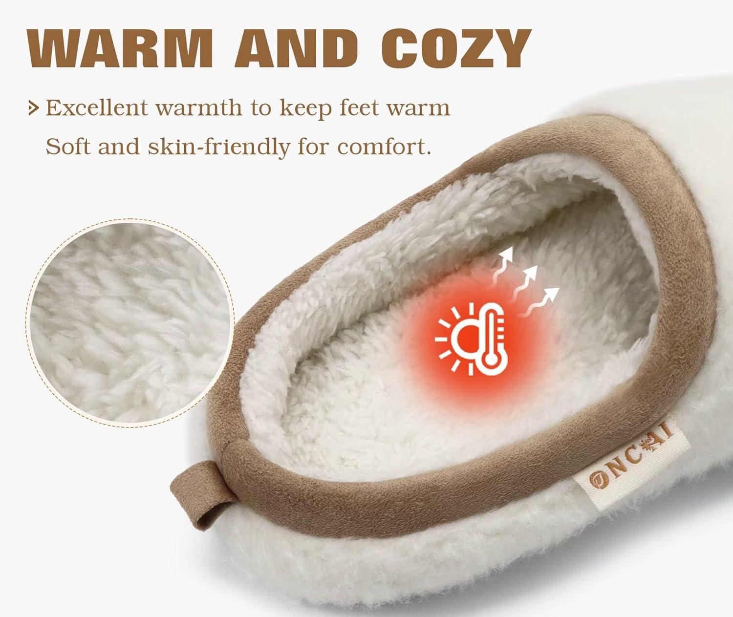 imageONCAI Womens House Fuzzy Slippers Cozy Winter Warm Indoor Outdoor Bedroom Shoes Size 511White