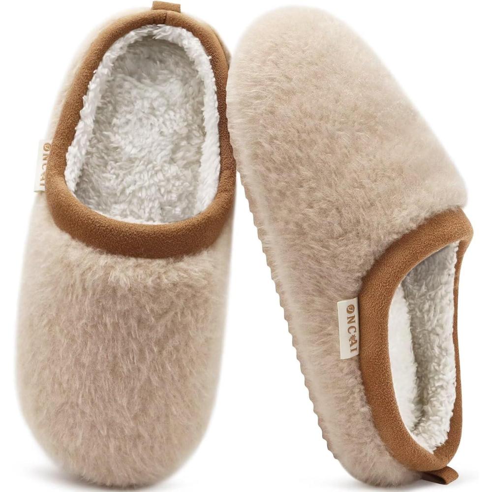 imageONCAI Womens House Fuzzy Slippers Cozy Winter Warm Indoor Outdoor Bedroom Shoes Size 511Beige