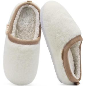 ONCAI Women’s House Fuzzy Slippers Cozy Winter Warm Indoor Outdoor Bedroom Shoes Size 5-11(White)