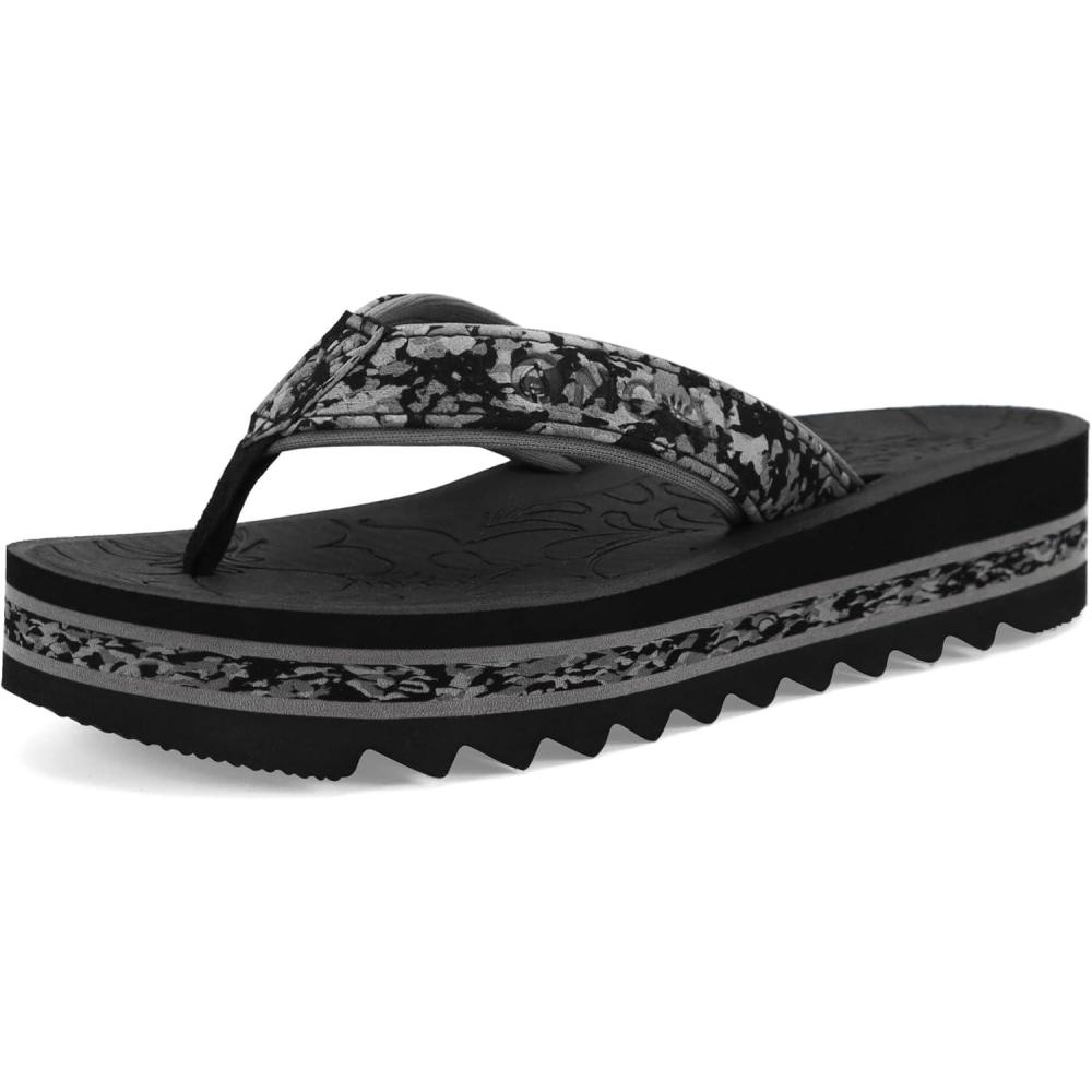 imageONCAI Womens Flip FlopsFashion Platform Wedge Sandals for Woman Trendy Casual Ladies Sandalias Mujer Summer Beach Outdoor Chunky Comfort Yoga Mat Rubber Soles US Size 511Black