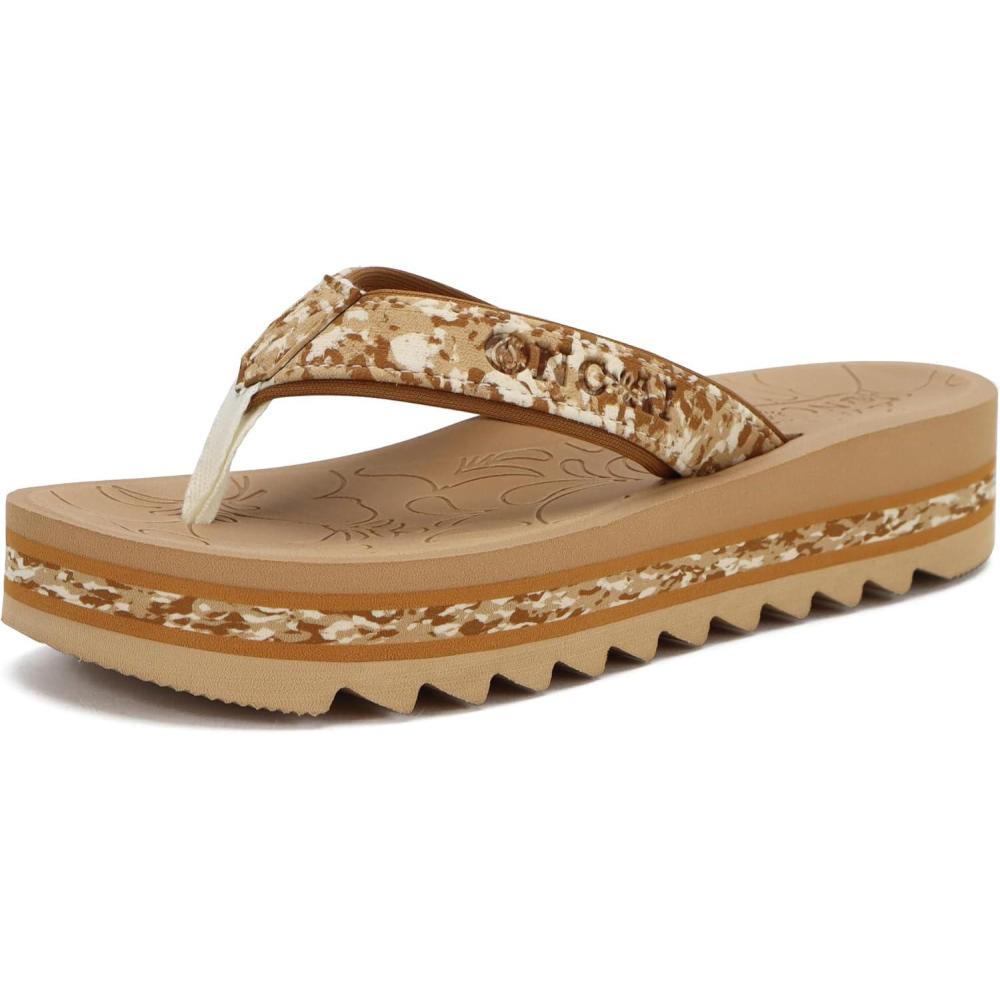 imageONCAI Womens Flip FlopsFashion Platform Wedge Sandals for Woman Trendy Casual Ladies Sandalias Mujer Summer Beach Outdoor Chunky Comfort Yoga Mat Rubber Soles US Size 511Beige