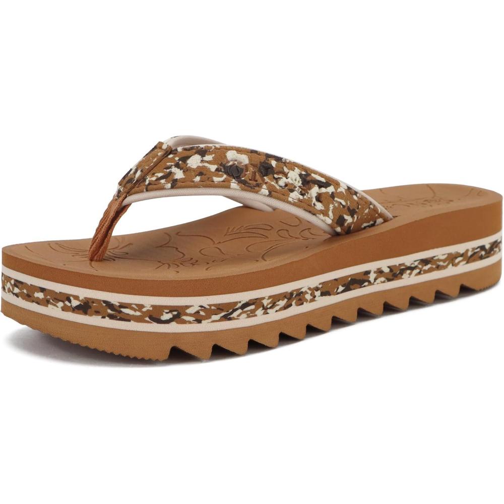 imageONCAI Womens Flip FlopsFashion Platform Wedge Sandals for Woman Trendy Casual Ladies Sandalias Mujer Summer Beach Outdoor Chunky Comfort Yoga Mat Rubber Soles US Size 511Khaki