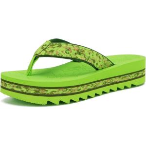 ONCAI Women’s Flip Flops,Fashion Platform Wedge Sandals for Woman Trendy Casual Ladies Sandalias Mujer Summer Beach Outdoor Chunky Comfort Yoga Mat Rubber Soles US Size 5-11(Green)